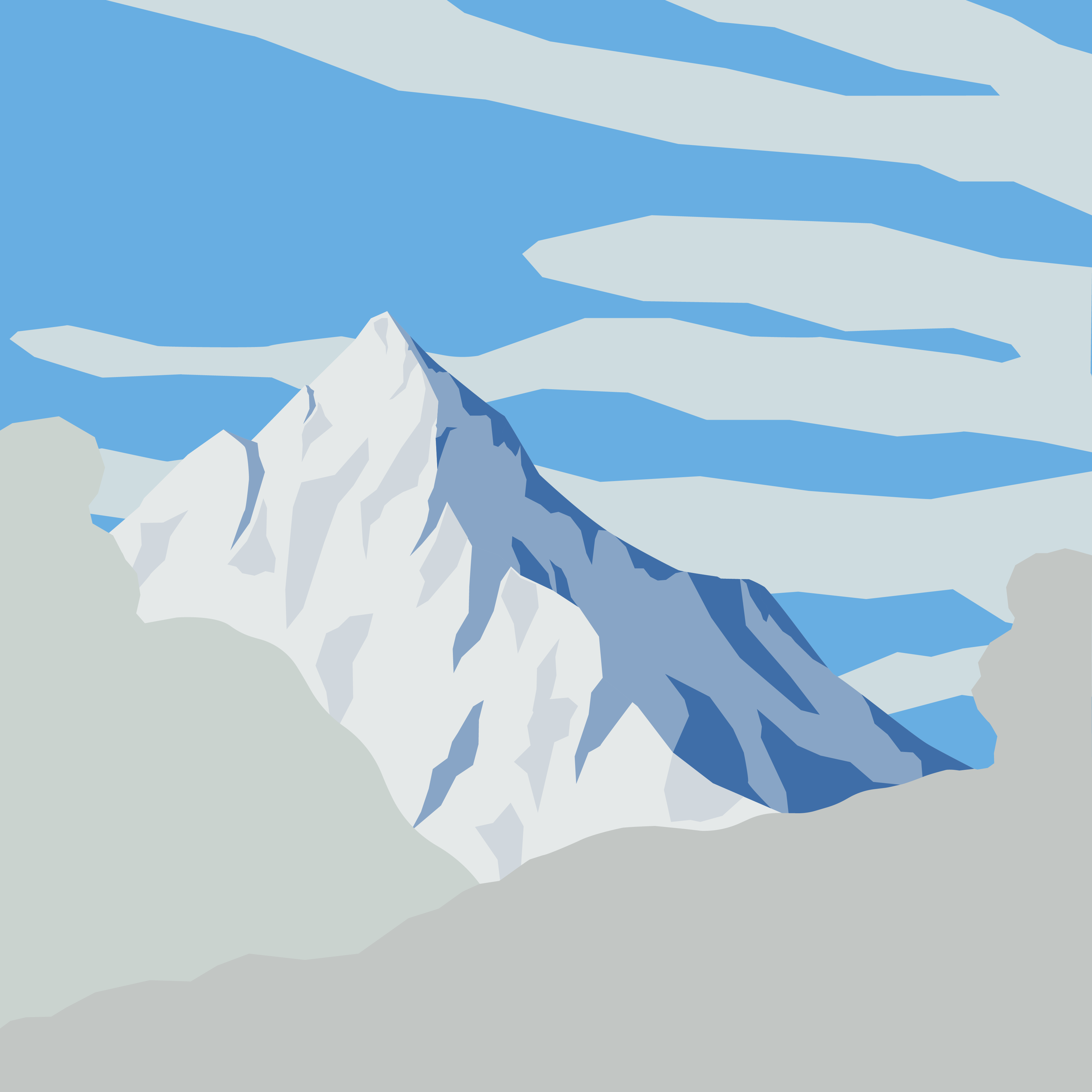 Winter views of Mont Charvin from Les Saisies. Minimalist illustration by Xavier Wendling.