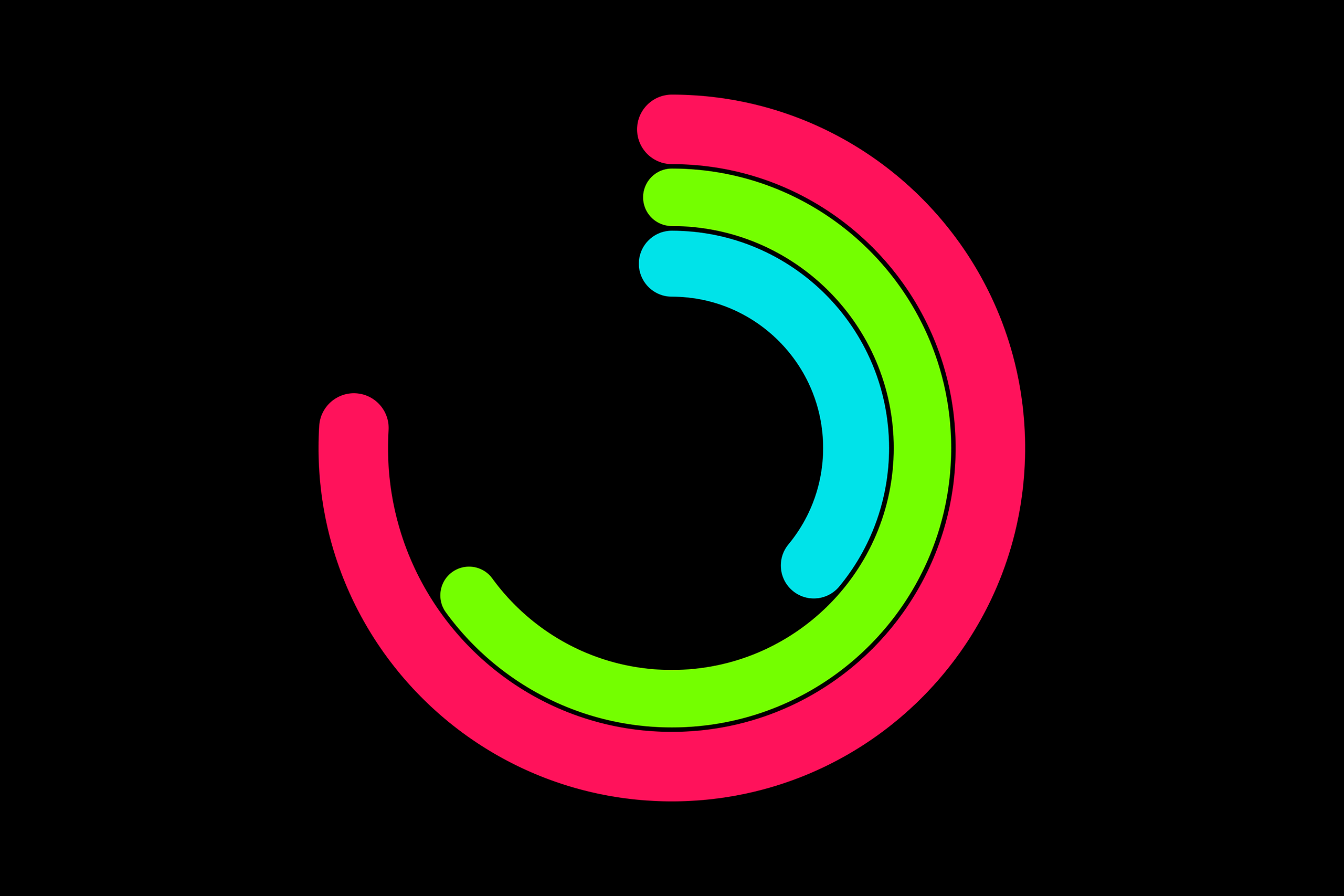 Motion graphics inspired by the Apple Watch activity rings.