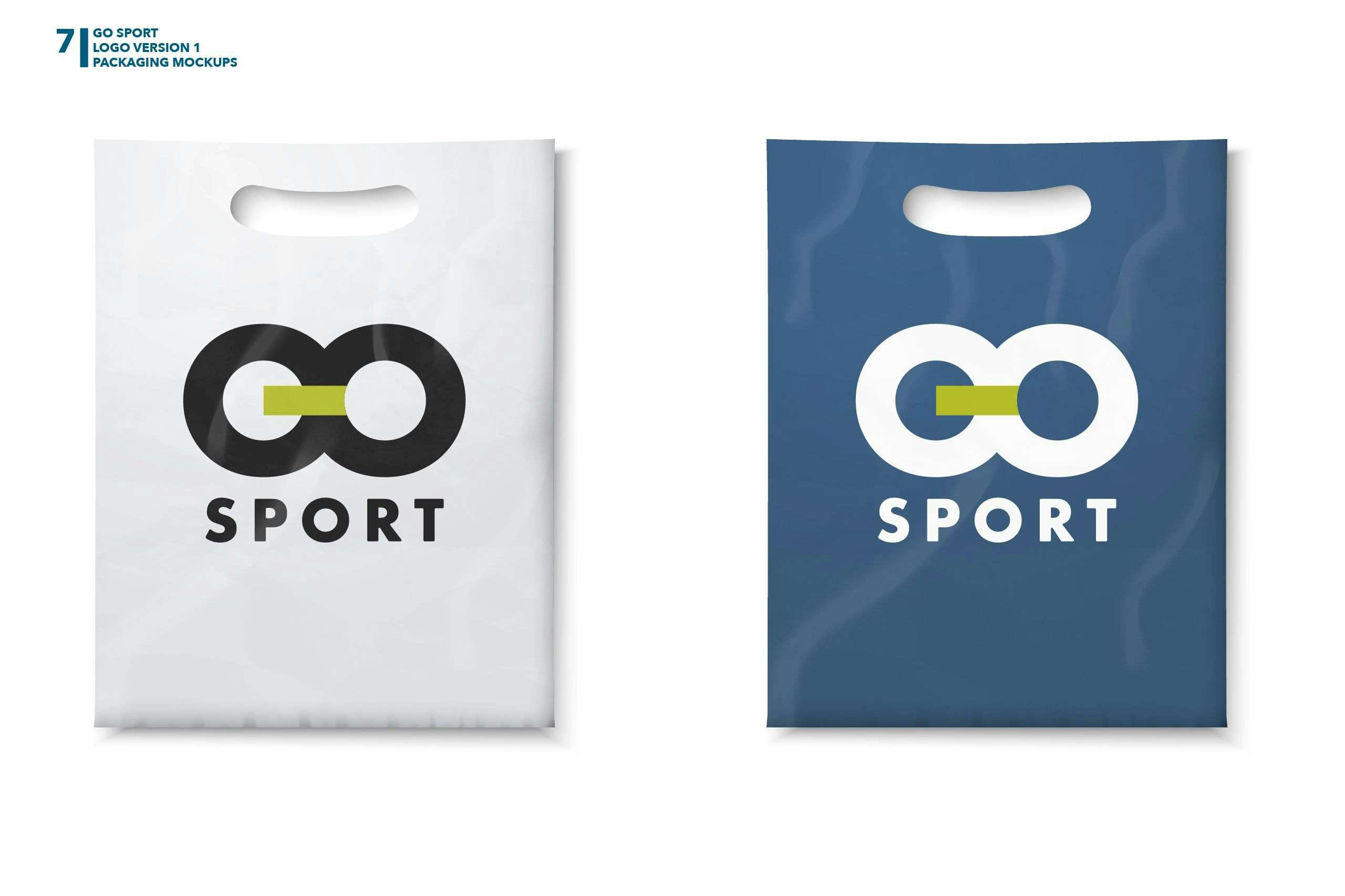 Go Sport logo redesign proposal by Xavier Wendling. Packaging mockups.