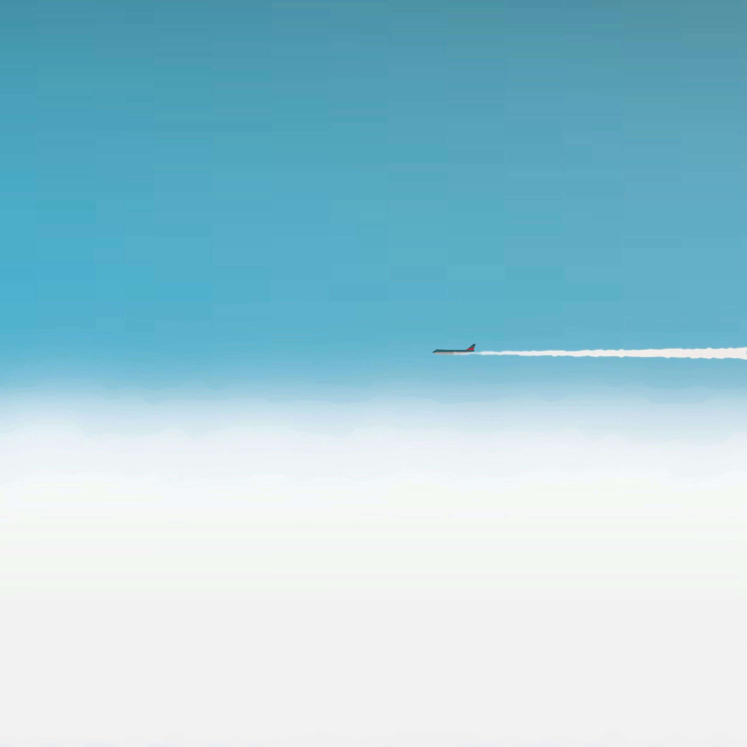 Passing jetliner above a sea of clouds illustration by Xavier Wendling