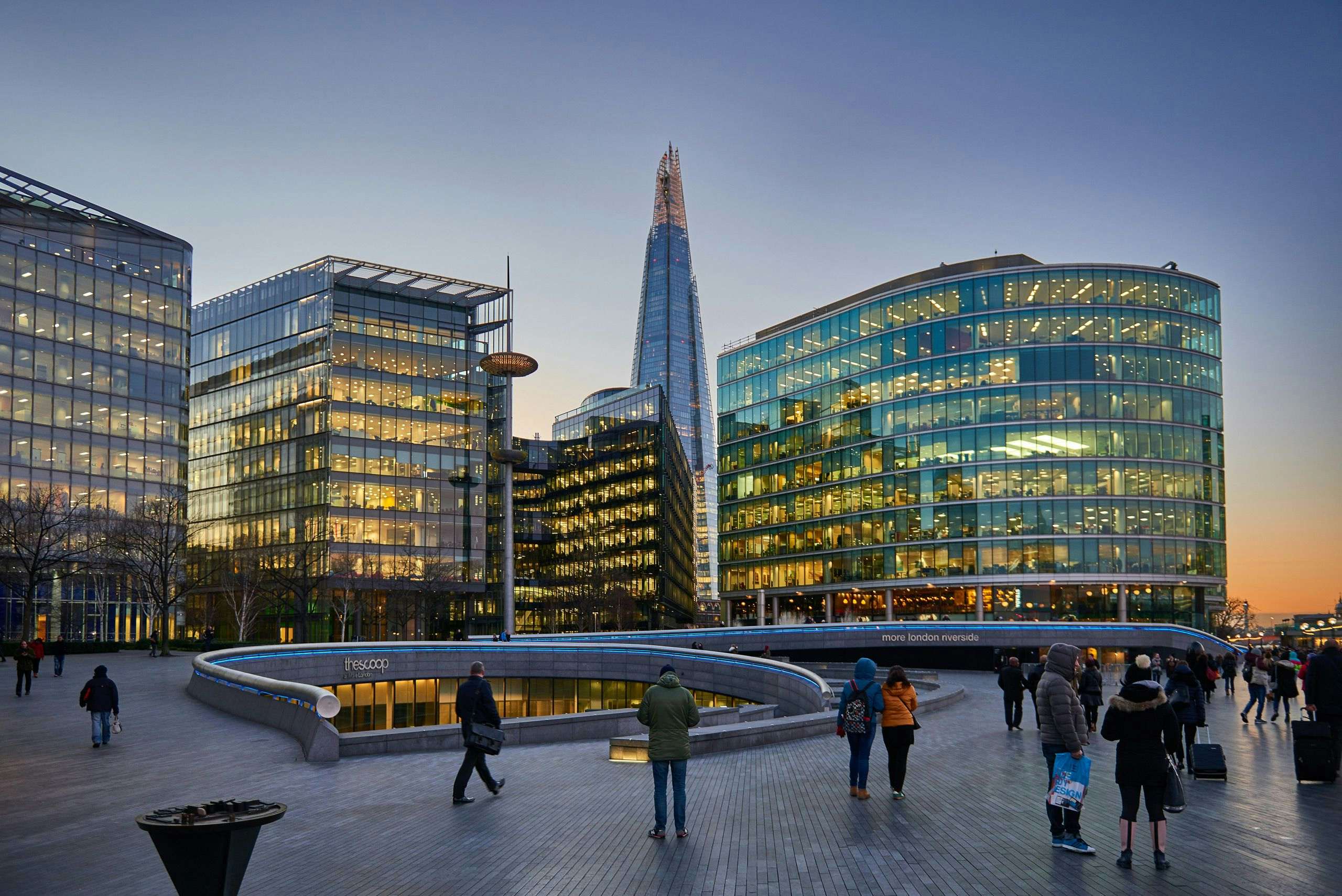 City Hall and the Shard by a freezing cold winter afternoon in London. Photography by Xavier Wendling.