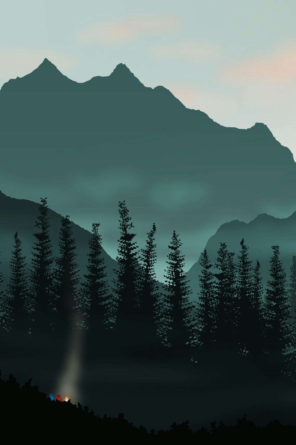 Alpine landscape illustration by Xavier Wendling