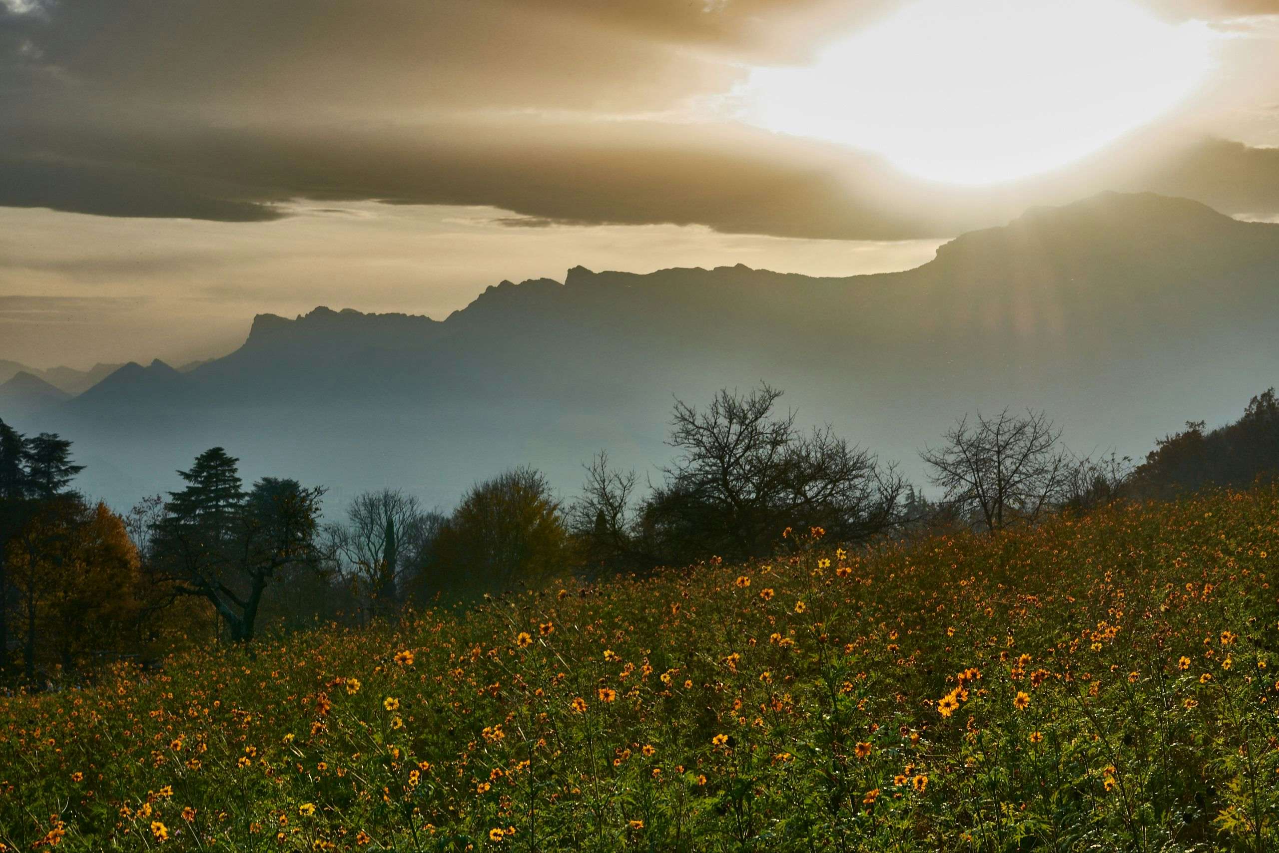 Sunset over Grenoble, shot from Clos des Capucins in Meylan, France. Photography by Xavier Wendling.
