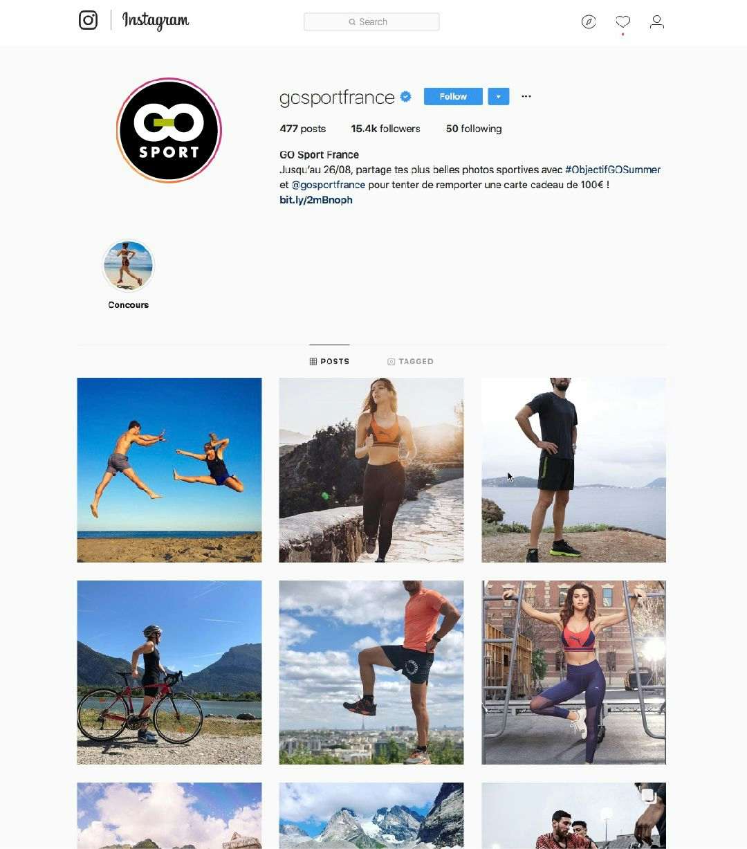 Go Sport logo redesign proposal by Xavier Wendling. Instagram mockup.