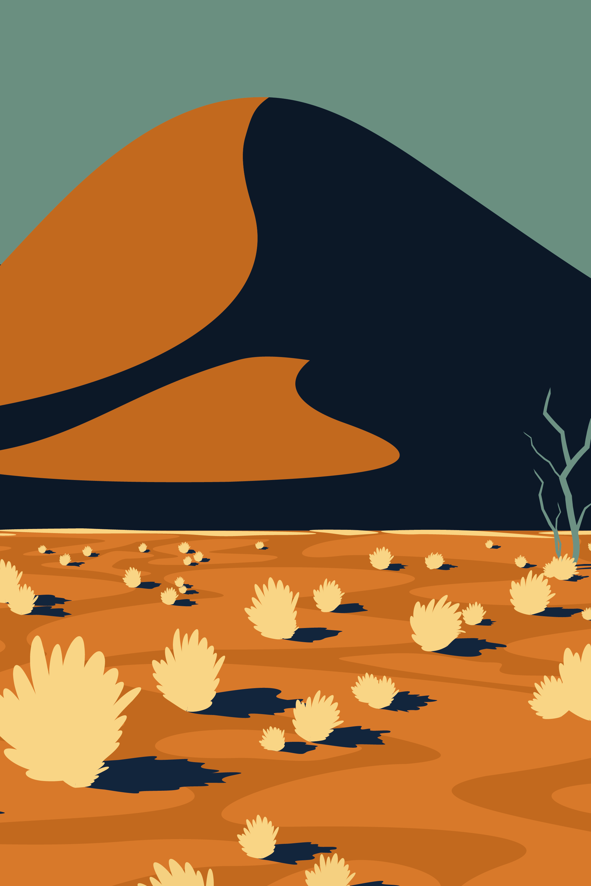 Namib desert minimalist illustration by Xavier Wendling