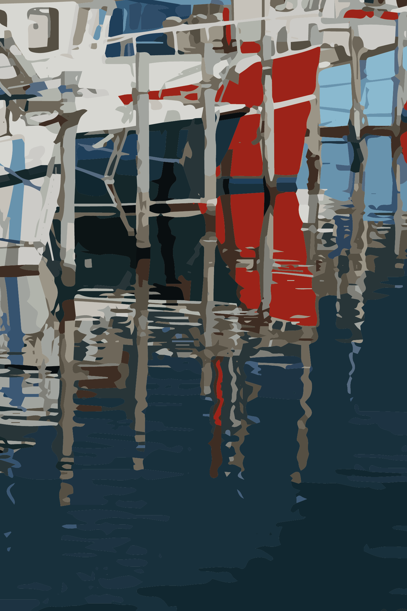 Skagen harbour reflections, photography and illustration by Xavier Wendling.