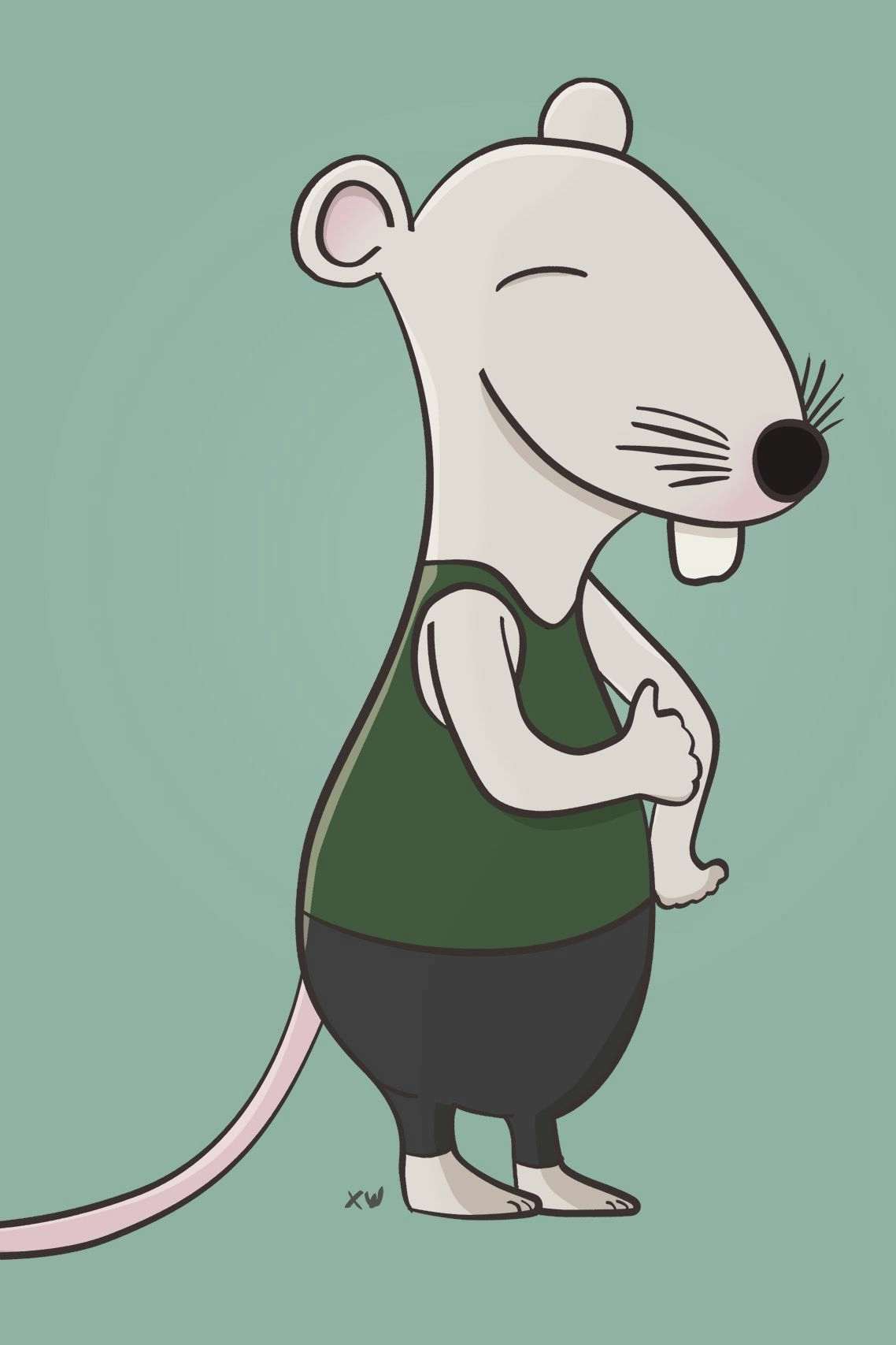 Funny cartoon rat character by Xavier Wendling