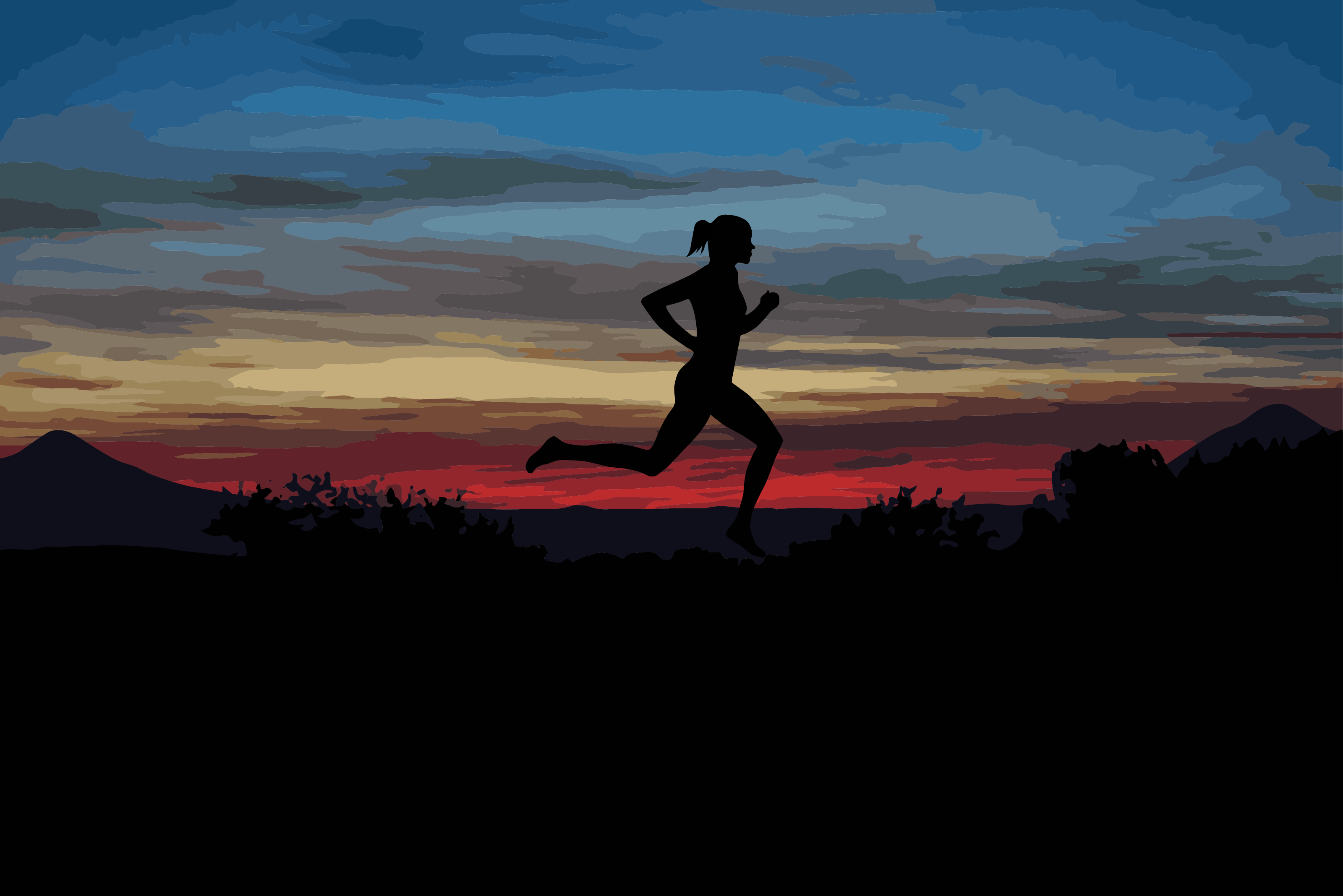Female runner at sunset illustration by Xavier Wendling.