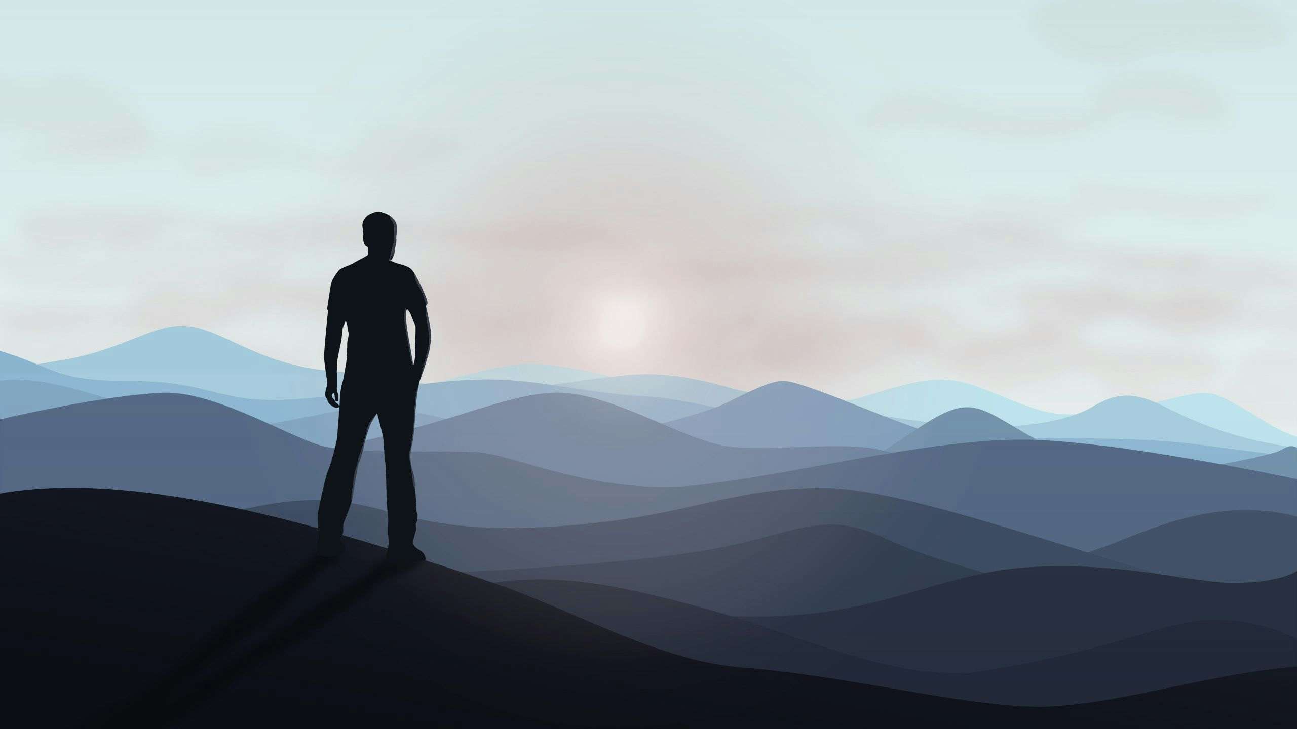 Over the mountains silhouette illustration by Xavier Wendling.