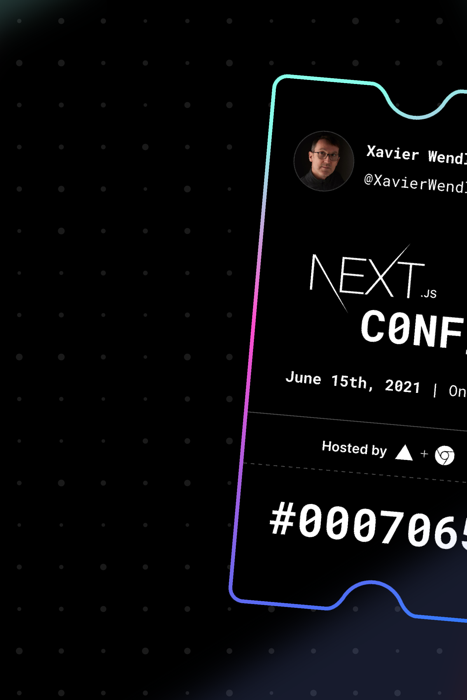 Xavier Wendling's ticket to the second Next.js Conf